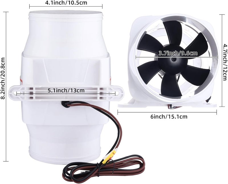 NovelBee Marine Boat DC 24V Electric in-Line Bilge Air Blower Fan Boat Engine Blowers Marine Cabin Engine Ventilation Blower Fan - Image 2